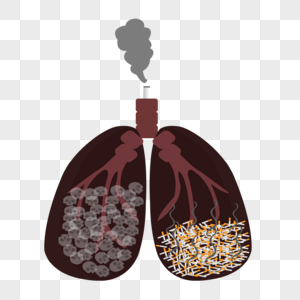 AI卡通吸烟损害内脏矢量图高清图片