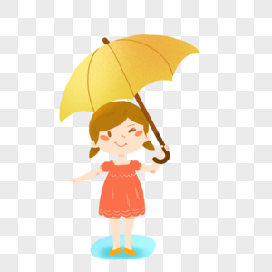下雨天拿着伞的小女孩图片