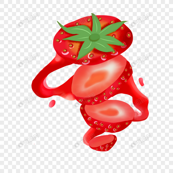 夏季创意水果草莓饮品手绘图片