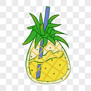 热带水果菠萝饮品创意手绘图片