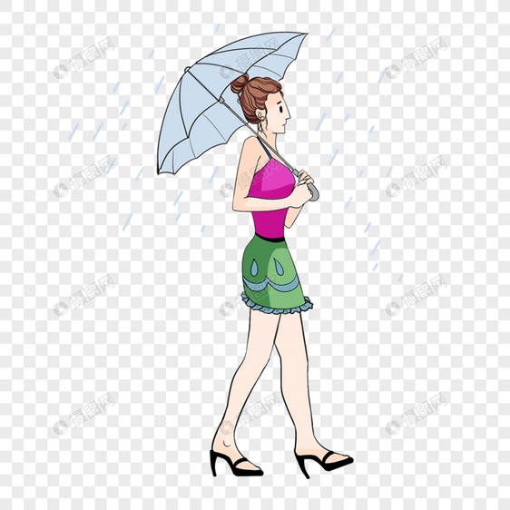 雨天撑伞的人图片