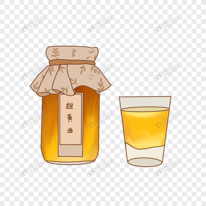 端午节雄黄酒卡通手绘装饰图案