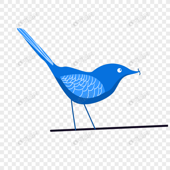蓝色扁平化小鸟图片