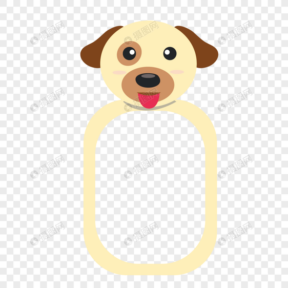 AI矢量图可爱卡通动物边框黄色小狗边框图片