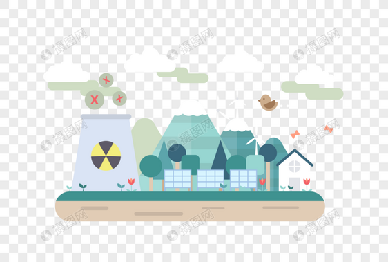 排放有毒气体的工厂矢量环保素材图片