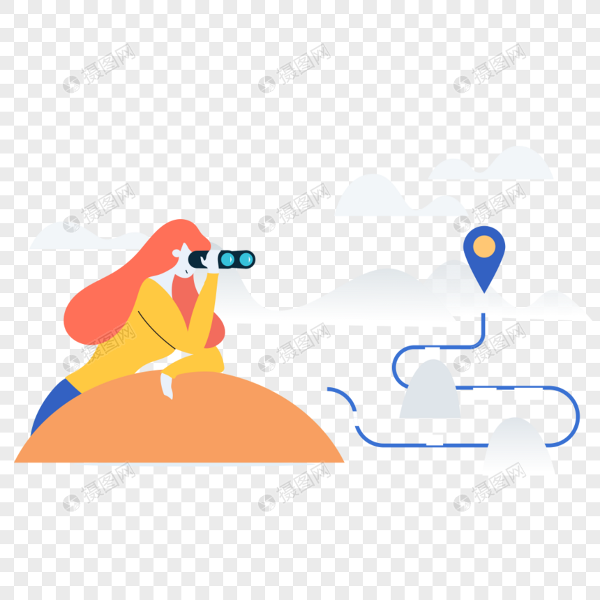 女人工作实地考察图标免抠矢量插画素材