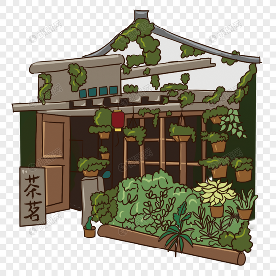 夏日清新小屋手绘装饰图片