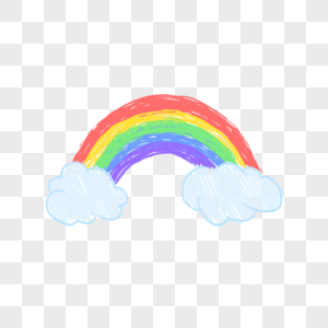 铅笔涂鸦彩虹云朵PNG图片