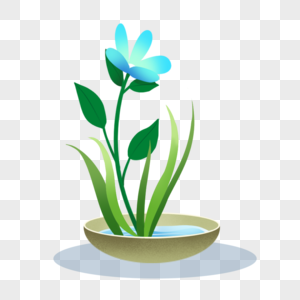 蓝色的花盆景设计素材高清图片