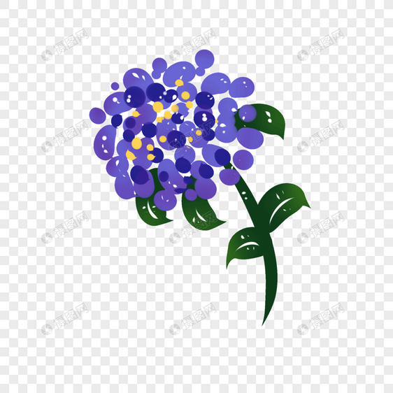 手绘紫色绣球花元素图片