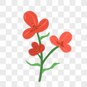 手绘红掌花卉元素图片