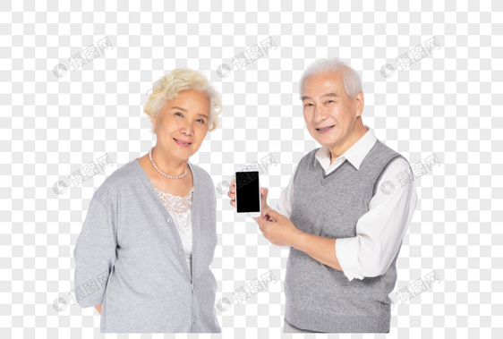 老年夫妻拿着手机图片