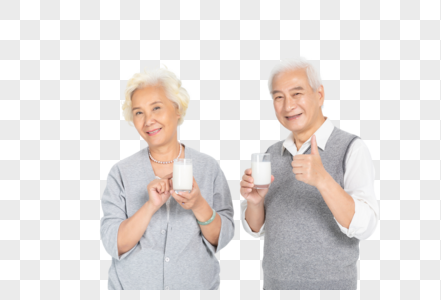 老年夫妻喝牛奶图片