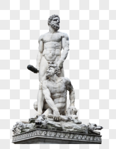 意大利赫拉克勒斯降服卡库斯雕塑高清图片