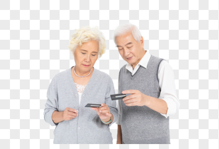 老年夫妻看信用卡图片
