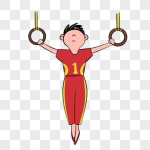 奥林匹克运动项目体操吊环运动员手绘图片