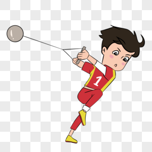 链球运动项目卡通人物手绘图片素材