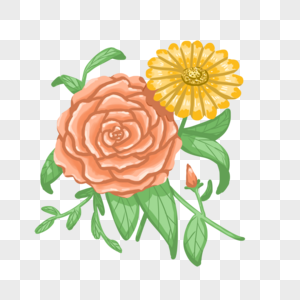 手绘黄色蔷薇花元素图片