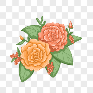 手绘黄色蔷薇花卉元素图片