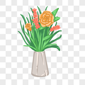 手绘花瓶花卉元素图片