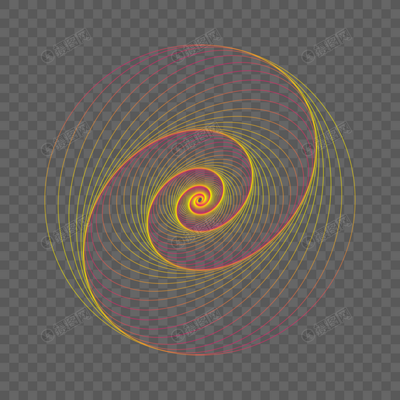 旋涡螺旋发光渐变线条png免抠几何背景图片