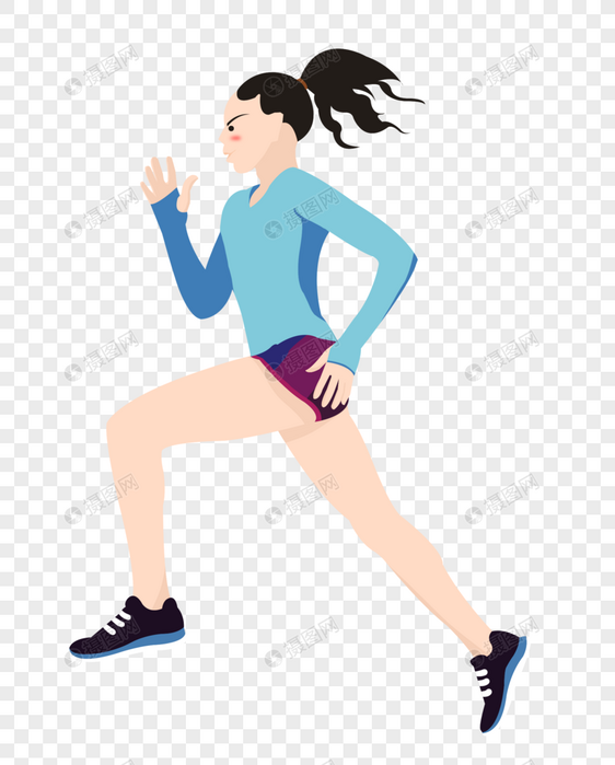 跨步向前奔跑的女运动员图片