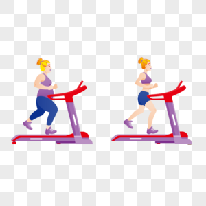 健康女生跑步机上跑步运动减肥图片