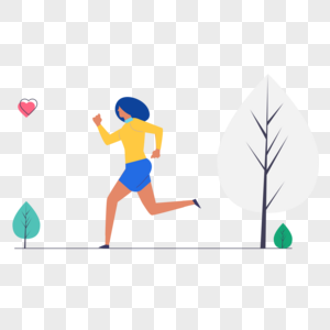 女人跑步图标免抠矢量插画素材图片