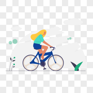 女人骑自行车图标免抠矢量插画素材高清图片