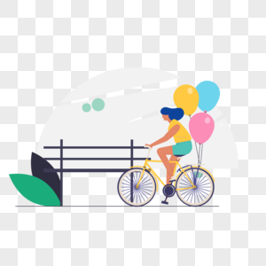 女人自行车出行图标免抠矢量插画素材图片