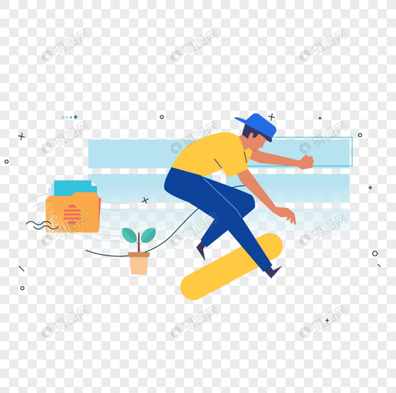 男人玩滑板图标免抠矢量插画素材图片