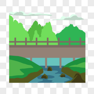 桥梁河流场景高清图片素材