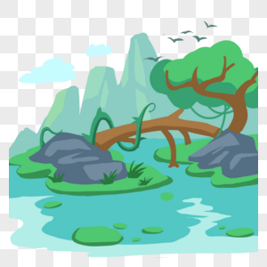 河流人物河流卡通图片