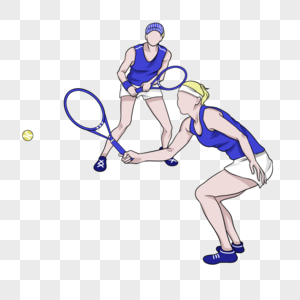 奥运会双人女子网球比赛接球一幕图片