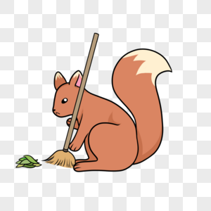 爱干净拿扫帚扫地扫落叶的松鼠图片