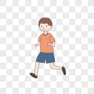 跑步的男生卡通手绘装饰图案图片