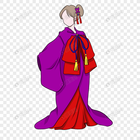 紫红艺伎花魁装扮少女图片