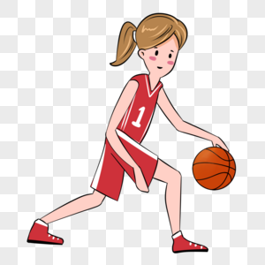 打篮球的女生卡通手绘图片