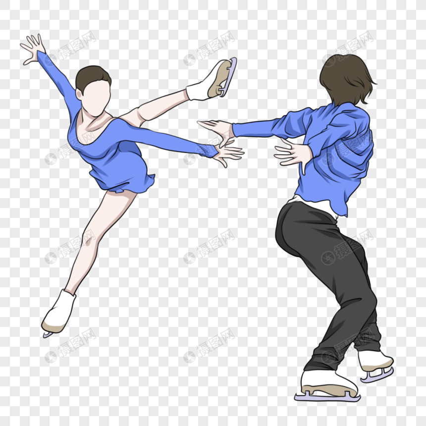 双人花样滑冰手绘图片