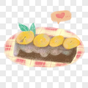手绘ins网红风格甜点巧克力柠檬橙子奶油蛋糕插画图片