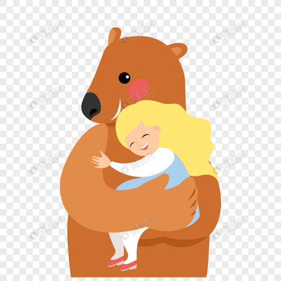 和玩具熊拥抱的女孩图片