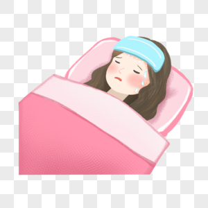 生病发烧的女孩图片素材