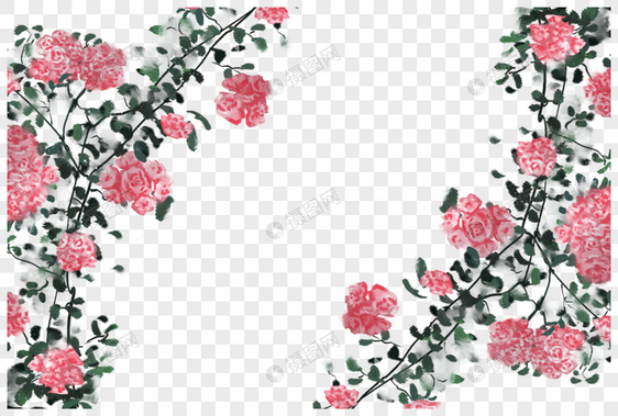中国风蔷薇花装饰元素图片