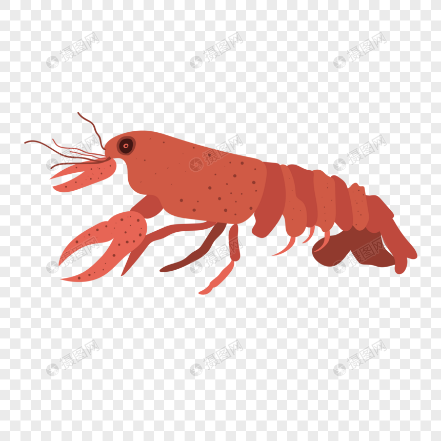 小龙虾卡通插画元素素材下载 正版素材 摄图网