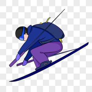 滑雪运动员卡通人物手绘图片