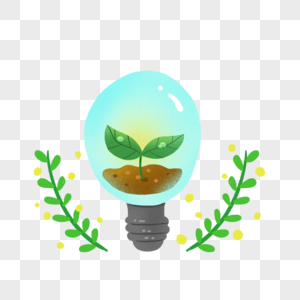 手绘环保灯泡绿色能源图片