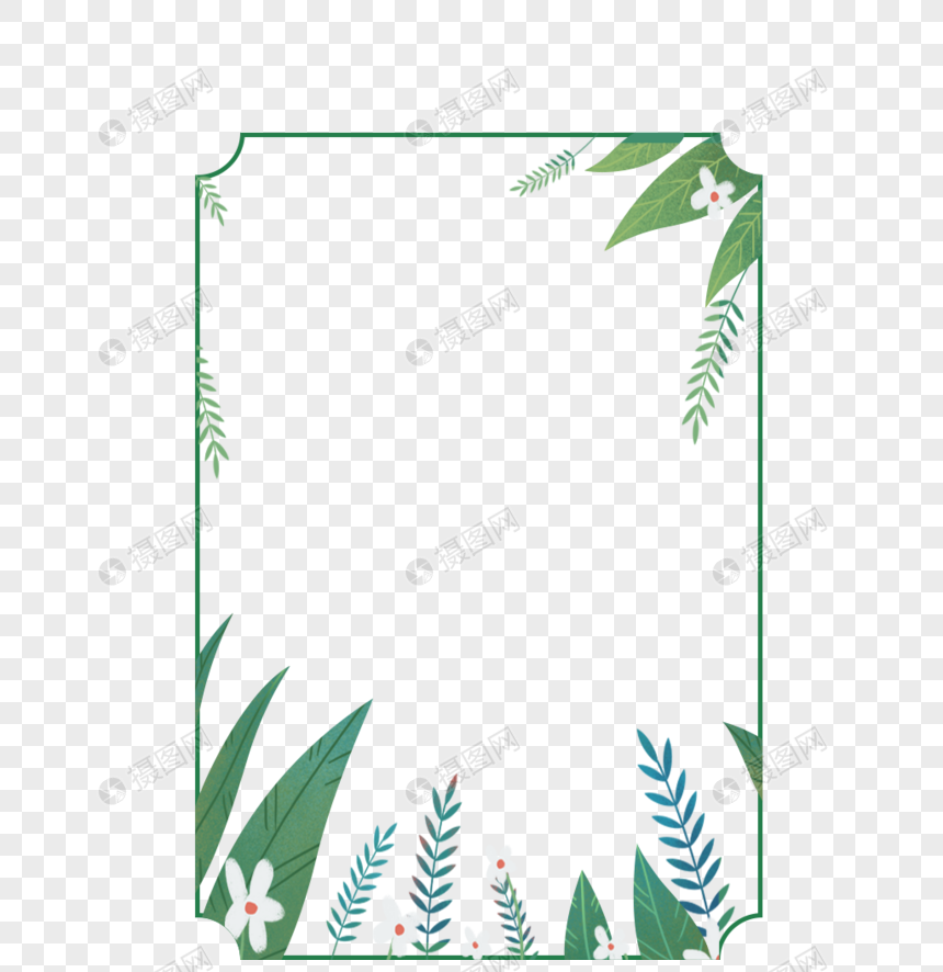 手绘植物多边形边框图片
