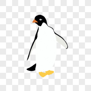 世界海洋日可爱的企鹅扁平风格手绘装饰图图片