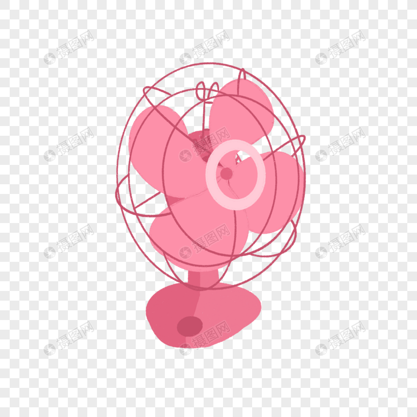 清凉夏日粉色可爱电扇手绘装饰图片