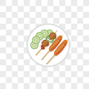 烤肠肉串青瓜美食图片